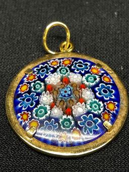 Hand Made 14k Murano Glass Pendants. Intricate Design 925 583