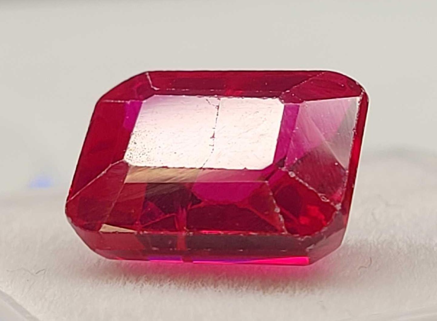 Emerald Cut 10.41ct Red Ruby Gemstone