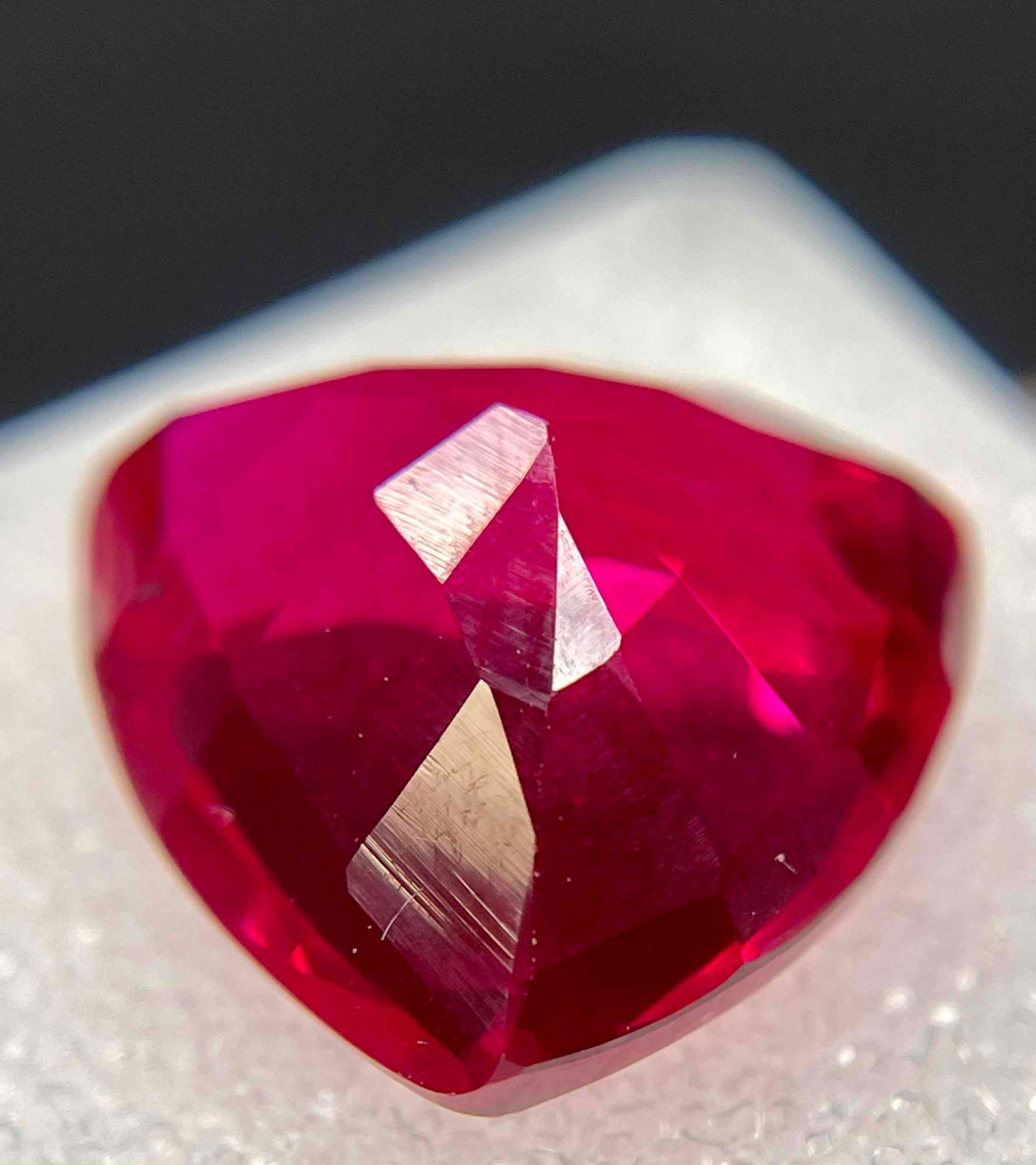 Magnificent Monster 8.34ct Trillion Cut Ruby With Insane Sparkle Fire Inside