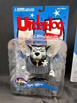 Underdog Action Figures by Mezco Toys. Riff Raff, Simon Barsinister, Sweet Polly Purebread