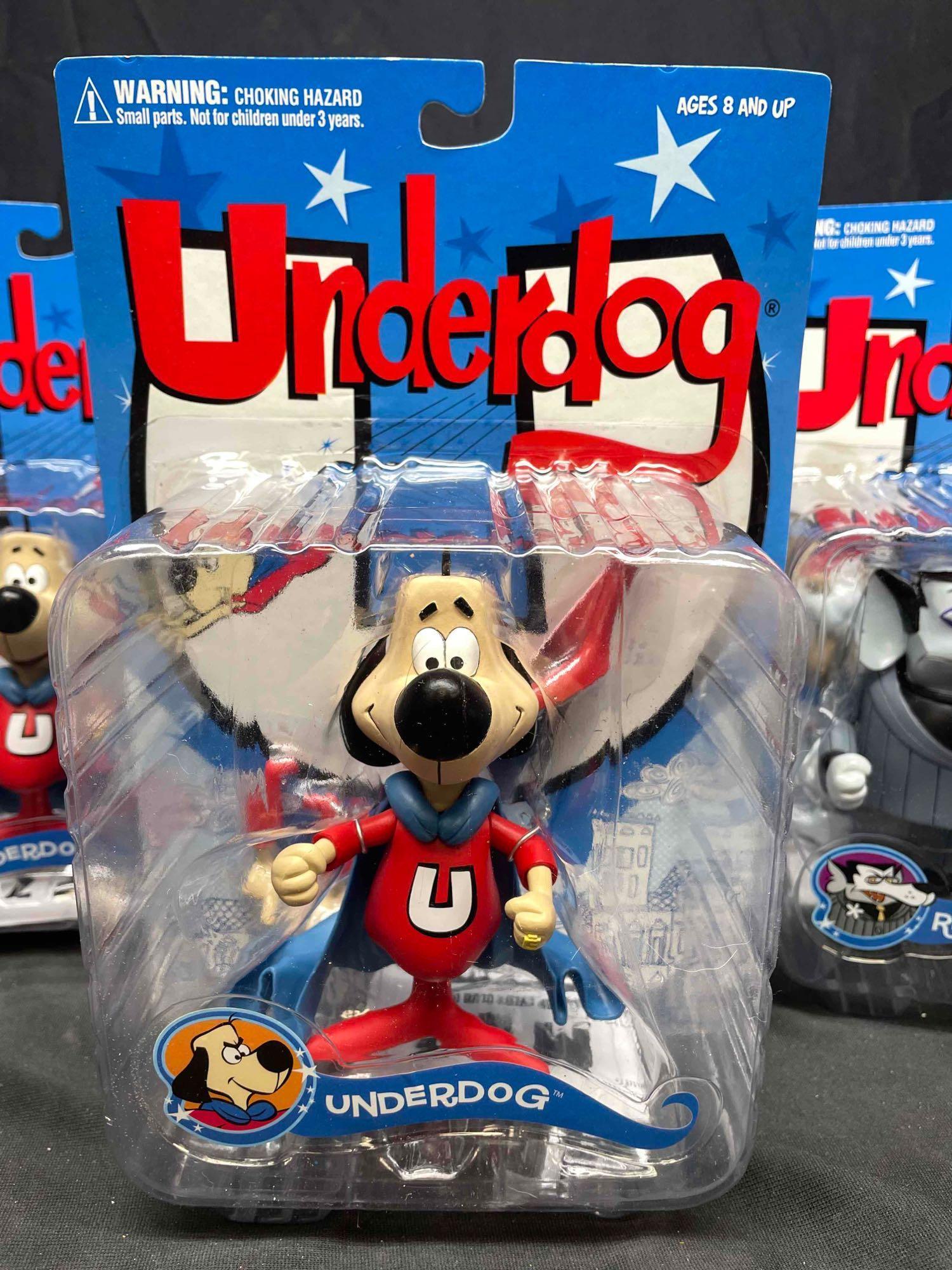 Underdog Action Figures by Mezco Toys. Riff Raff, Simon Barsinister, Sweet Polly Purebread