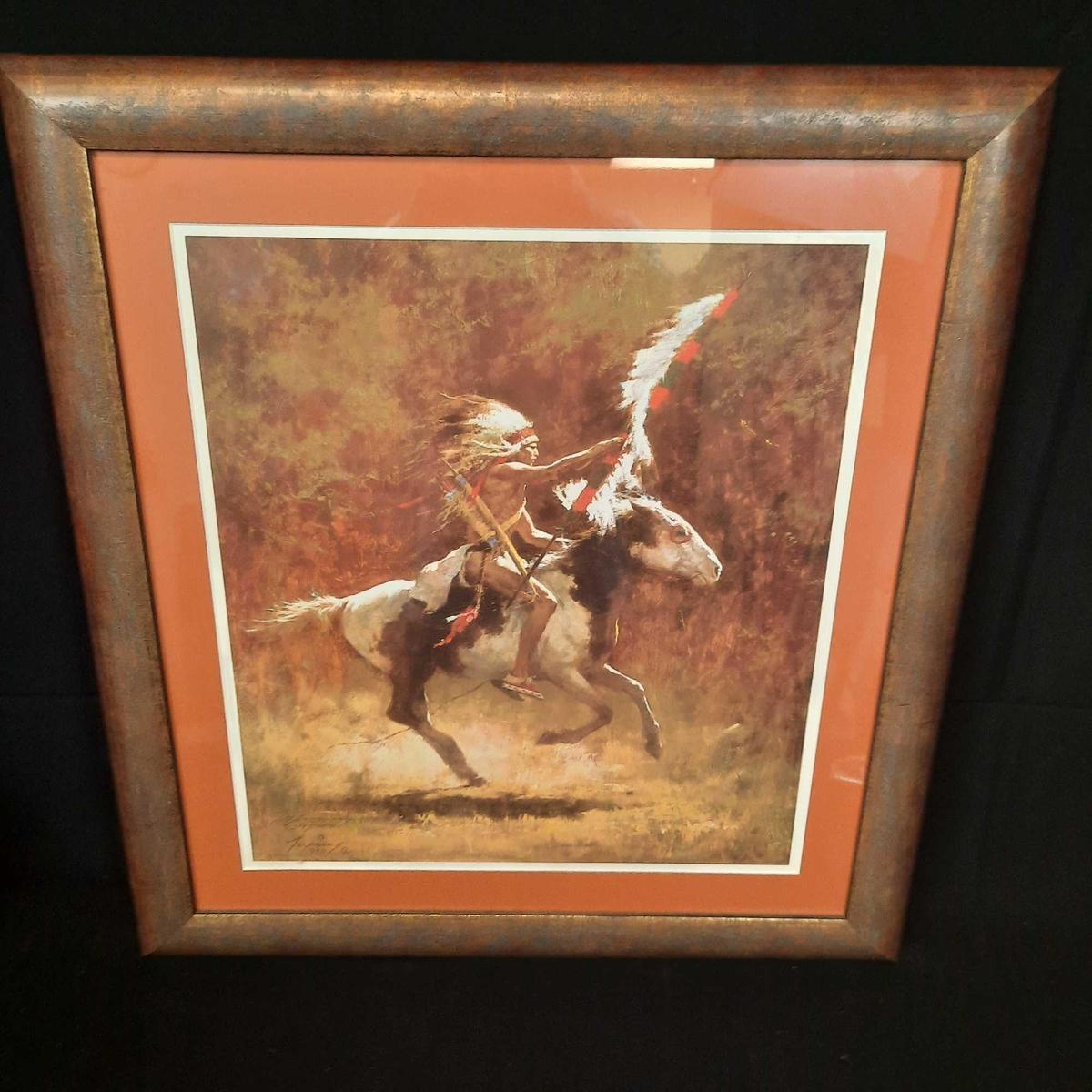 Escondido - Framed Le 381/1000 Artwork Of Sioux Flag Carrier W/signature