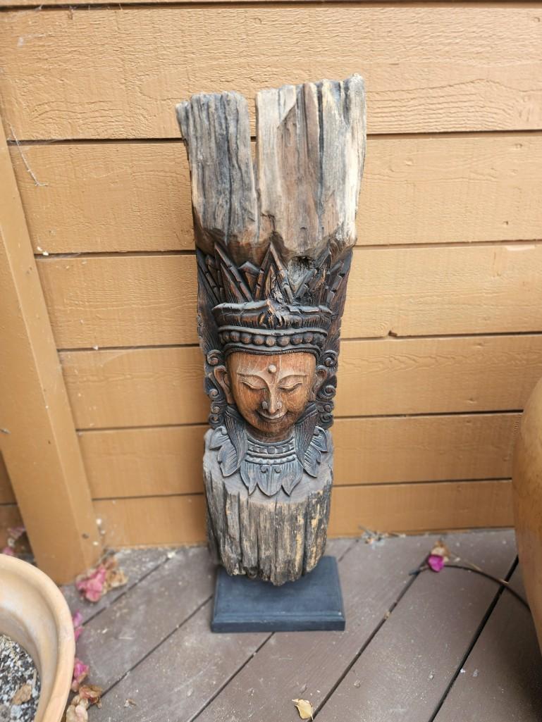 La Jolla- Asian Hand Carved Bust Statue 3ft tall