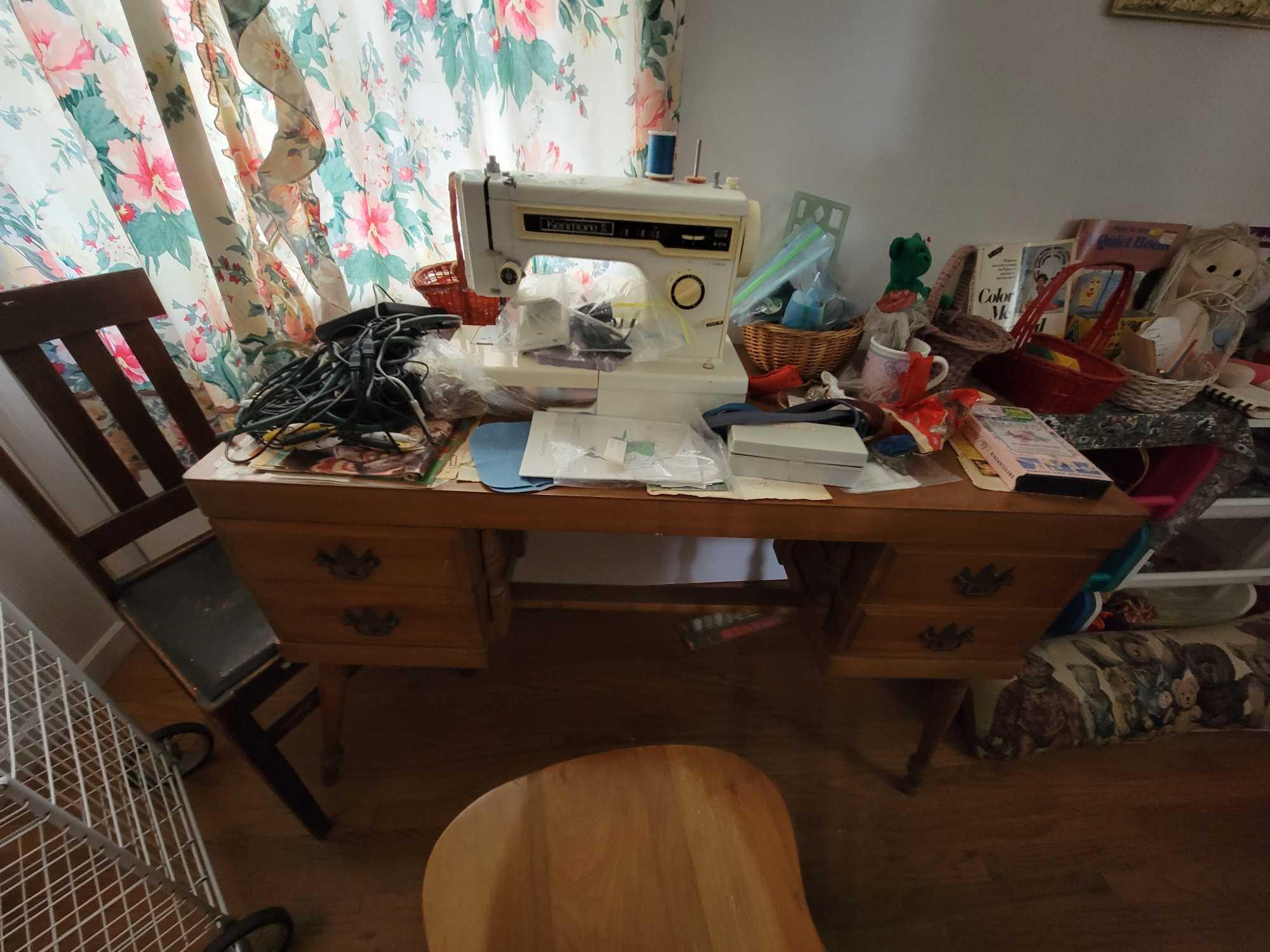 Craft Room Contents - Sewing Machine, Dolls, Furniture