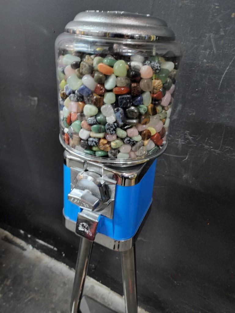 Beaver Vintage Candy Machine Full Of Polished Stones And Quarters