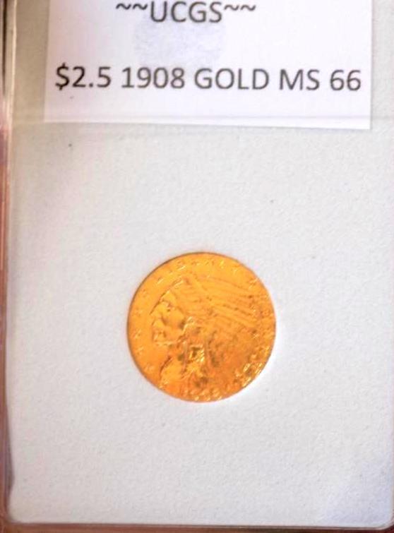 Gold 2.5$ Indian Stunning Gem Bu Beauty Rare This Nice Very Sought After Gold 1908