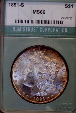 Morgan Dollar 1891 S Gem BU Mega High Grade Semi PL MS+++++++ Slabbed Monster Rare date $$$$