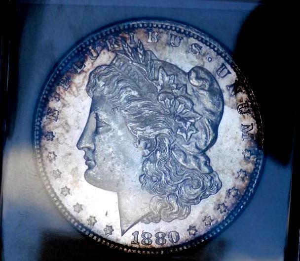 Morgan Silver Dollar 1880 S Gem Bu Pl Ms+++++++ Beautiful Peripheral Original Tones High Grade Pq