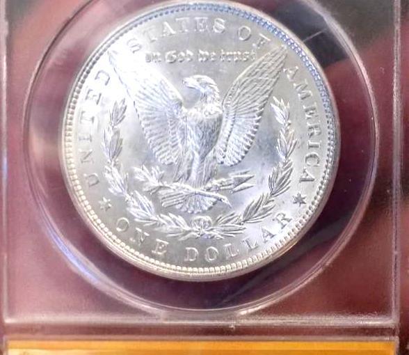 Morgan Silver Dollar 1889 Anacs Certified Ms 63+ Blazing Frosty White Beauty