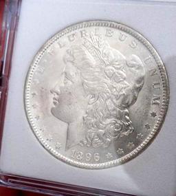 Morgan Silver Dollar 1896 Gem Bu Slabed High Grade Frosty White Ms++++++ Premium Coin