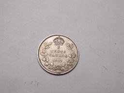 Canada 5 Cent Silver Coin 1912 Au++ Rare This Nice High Grade Original