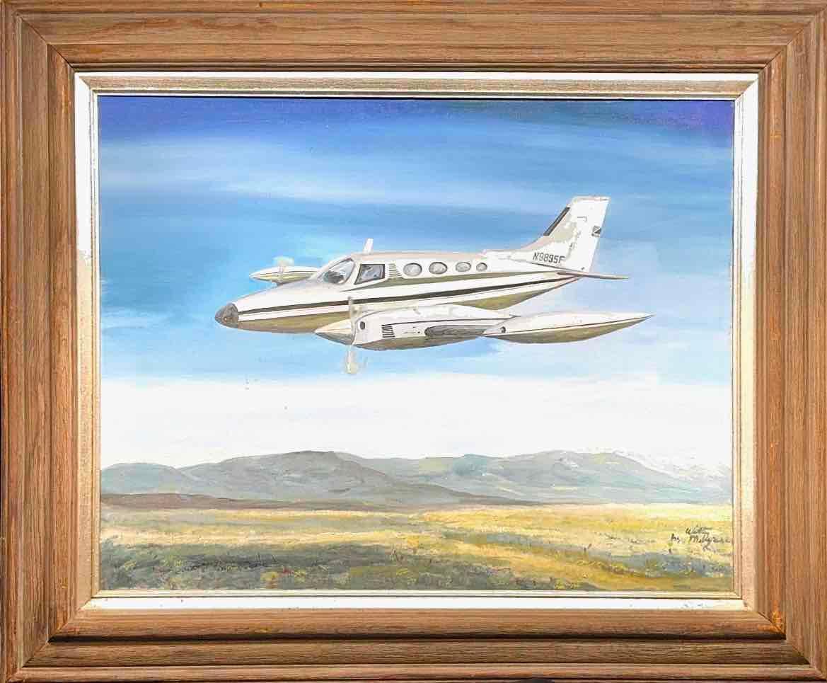 Low Flying Cessna 414, from Artist Unknown, Framed Oil on Canvas