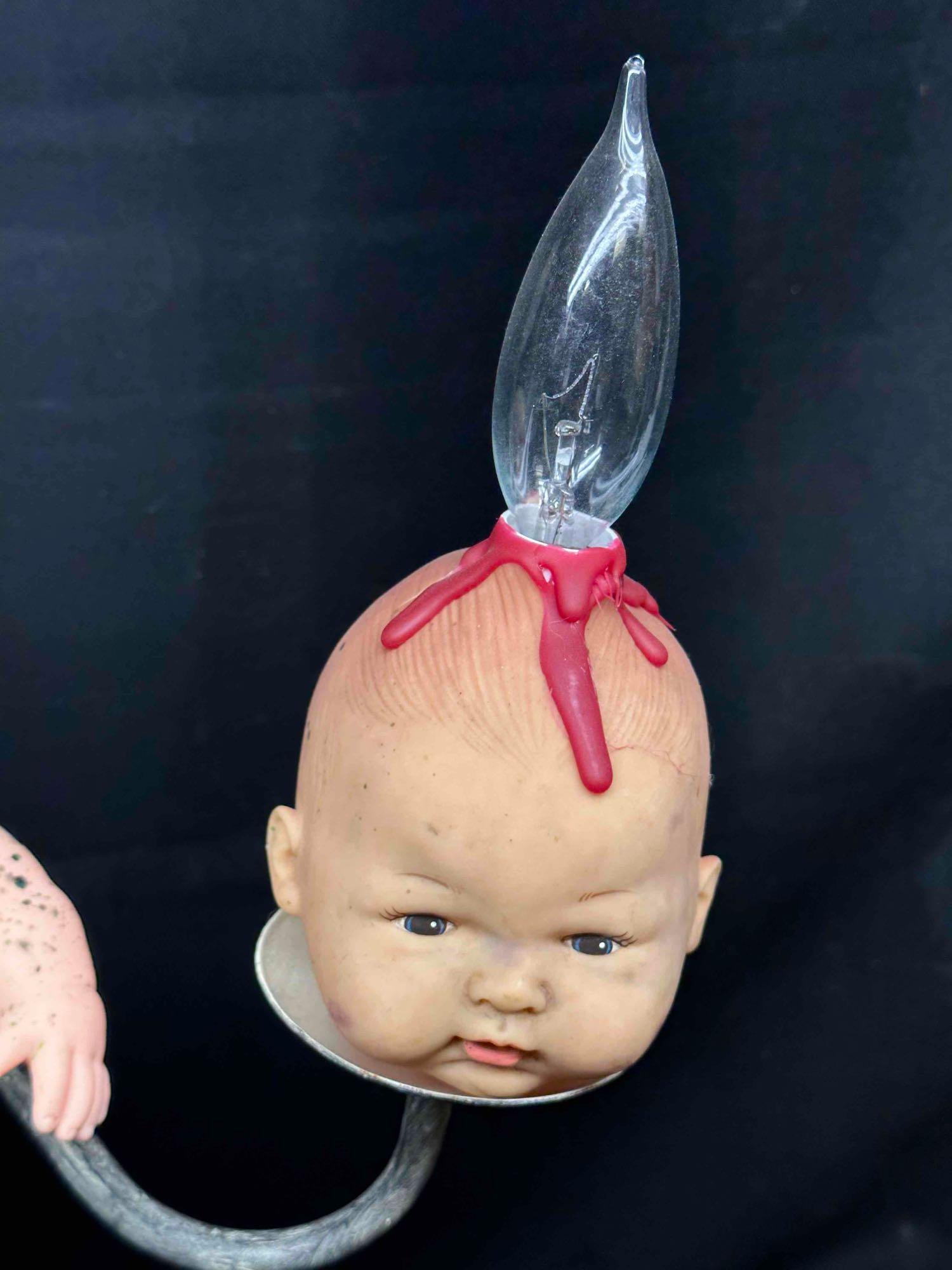 1 of a Kind Haunted Creepy Baby Doll Lamp Local Artist Unsettling Halloween