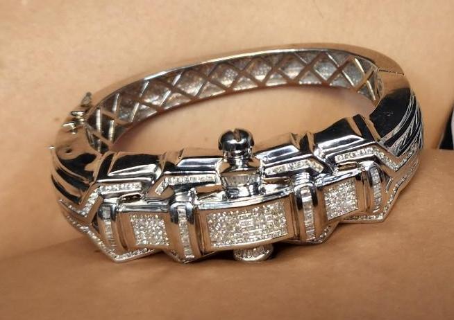 Greg Valentines Pro Wrestler 14k White Gold With Diamond Bracelet BBA Authentication