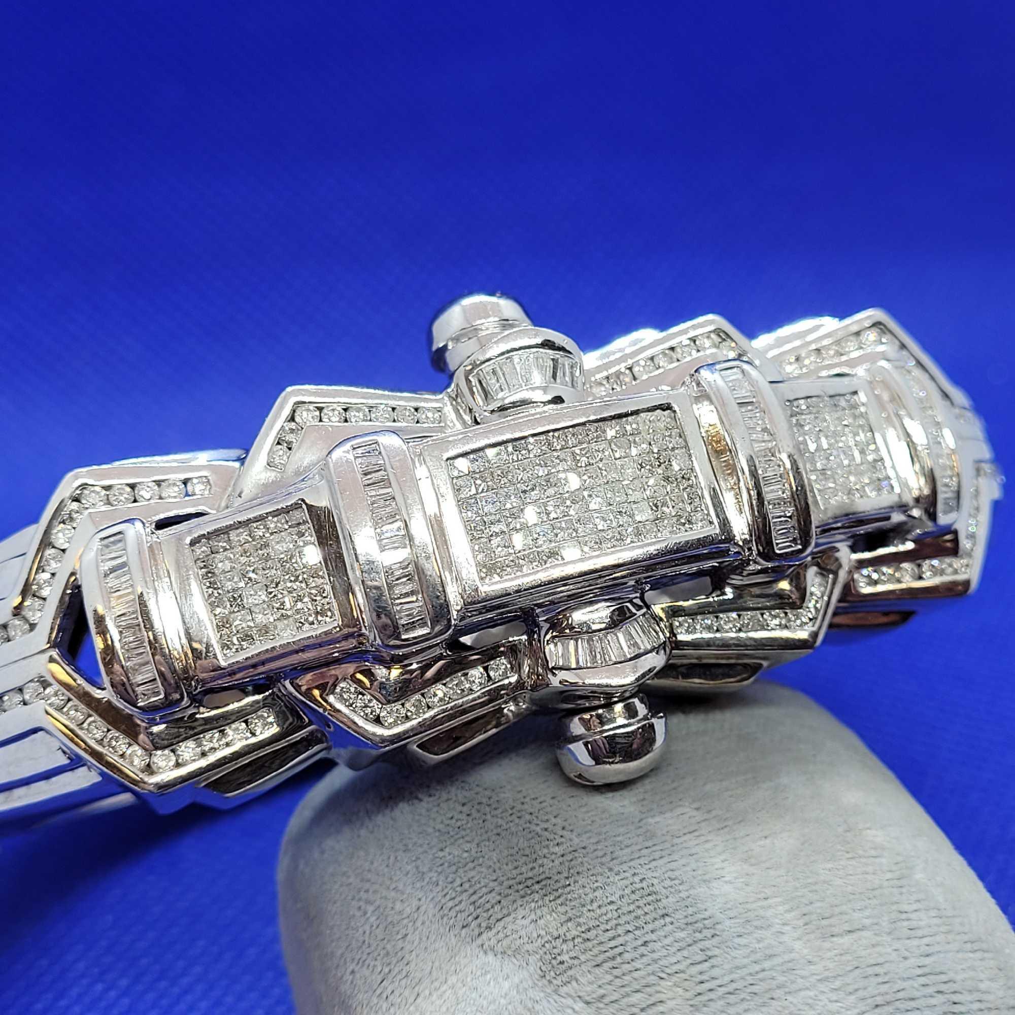 Greg Valentines Pro Wrestler 14k White Gold With Diamond Bracelet BBA Authentication