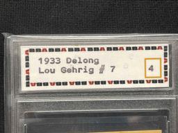 1933 Delong Gum Company Lou Gehrig #7 BBA Graded Card