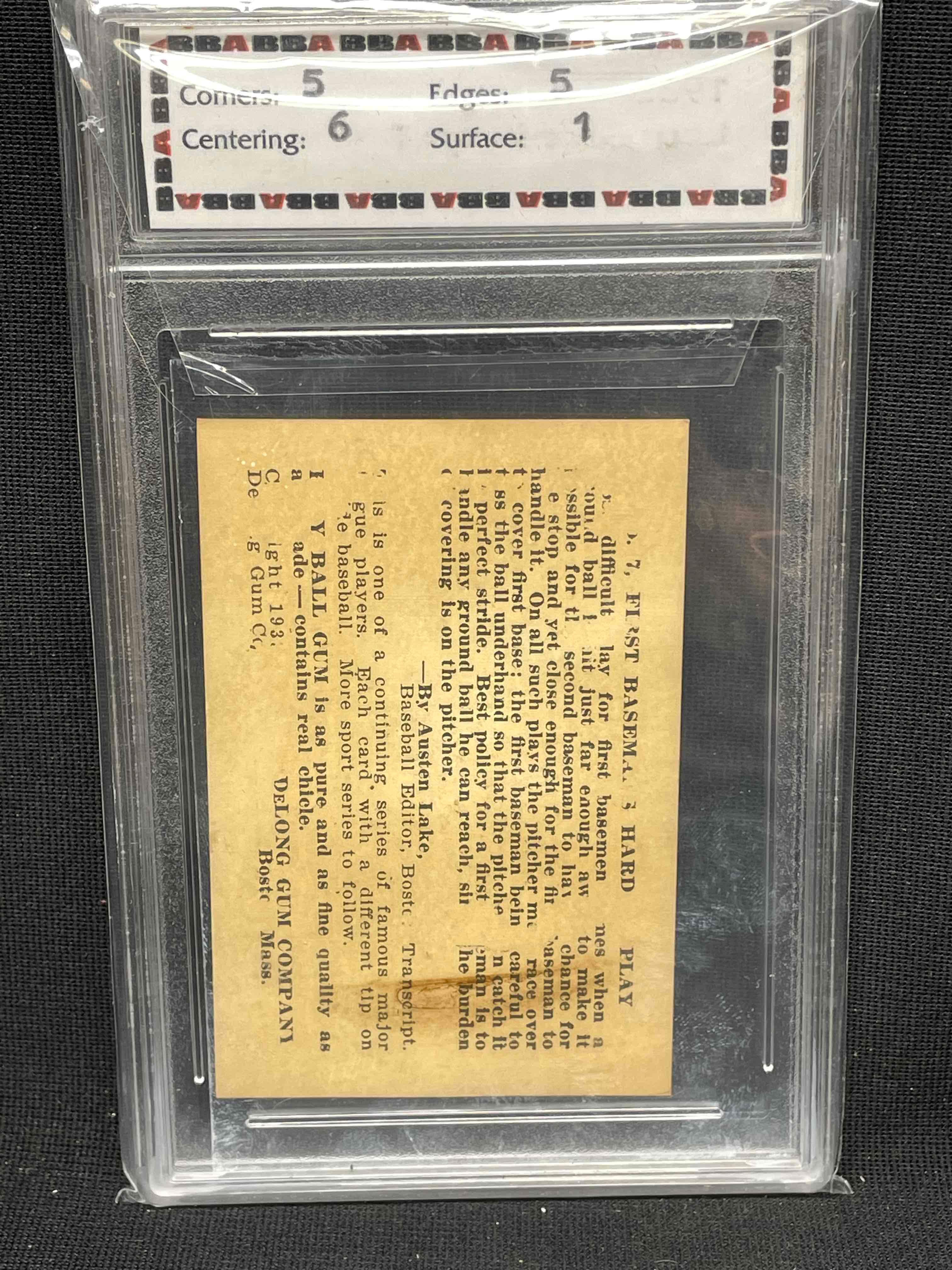 1933 Delong Gum Company Lou Gehrig #7 BBA Graded Card