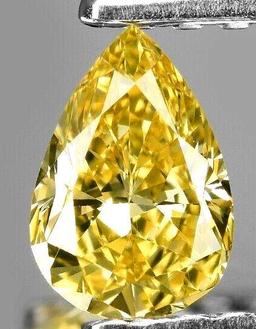 Diamond pear cut canary yellow .30+ ct firy sparkly natural diamond WOW