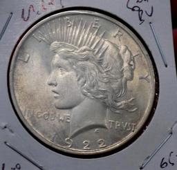 Peace silver dollar 1922 gem ms++++++ blazing frosty luster original high grade