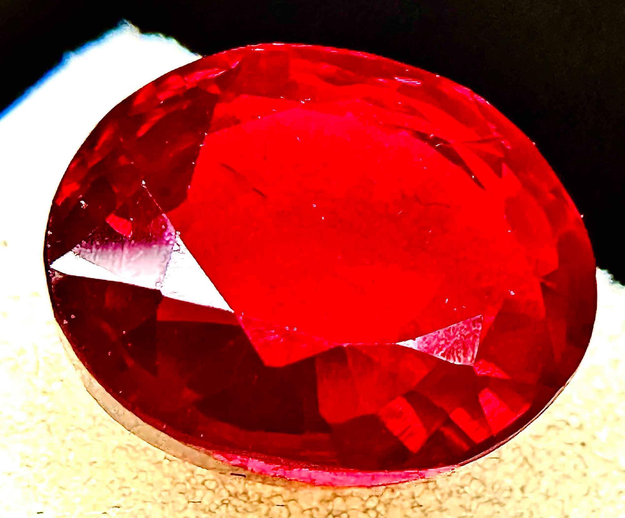 Monster Blood Red 13.5ct Cushion Cut Ruby Bang Sparkles