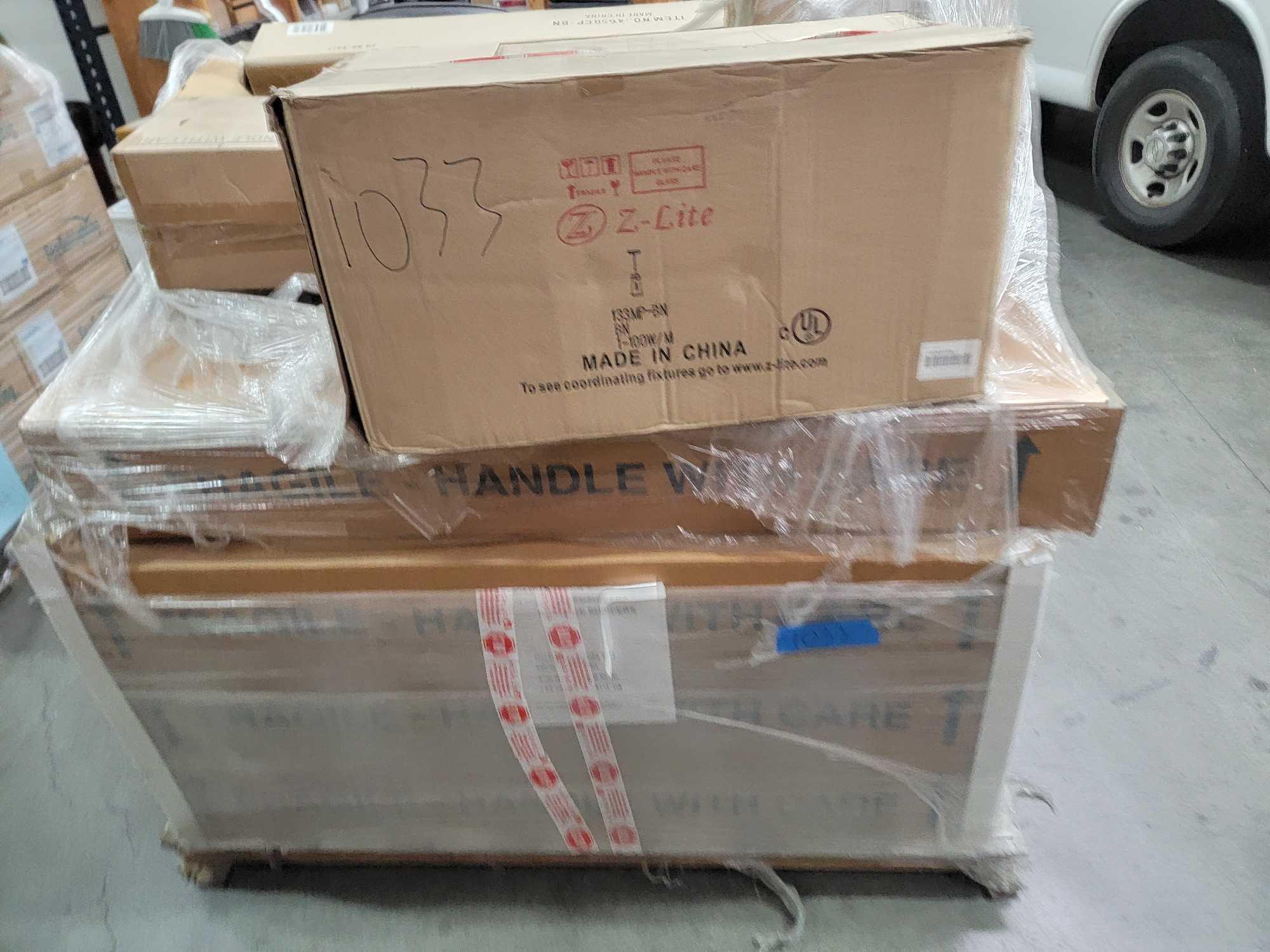 Pallet of Overstock Lighting, Kichler Lamps + Ballasts, Fixtures, 4 Light Chrome