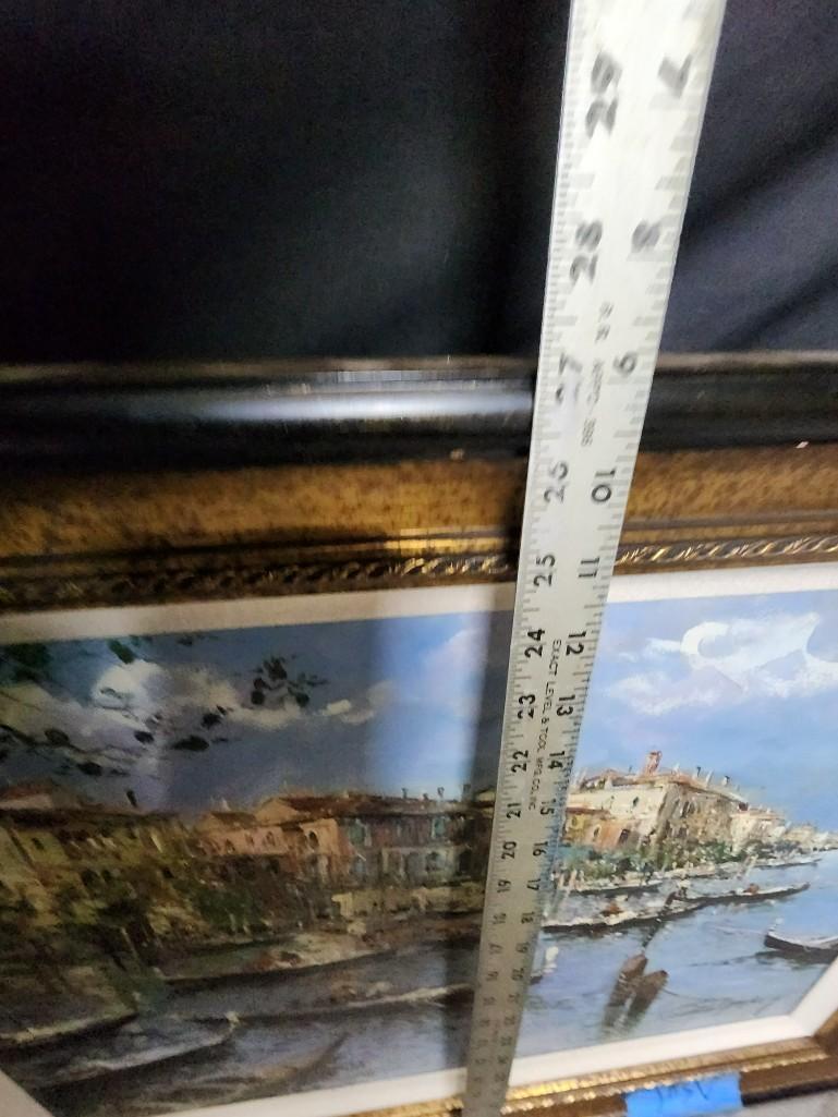 Framed Painting - Canoes Signed 26in Tall 33in Wide