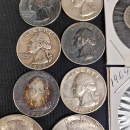 Lot of US Coins Silver Quarters Dimes Wheat Pennys Halfs