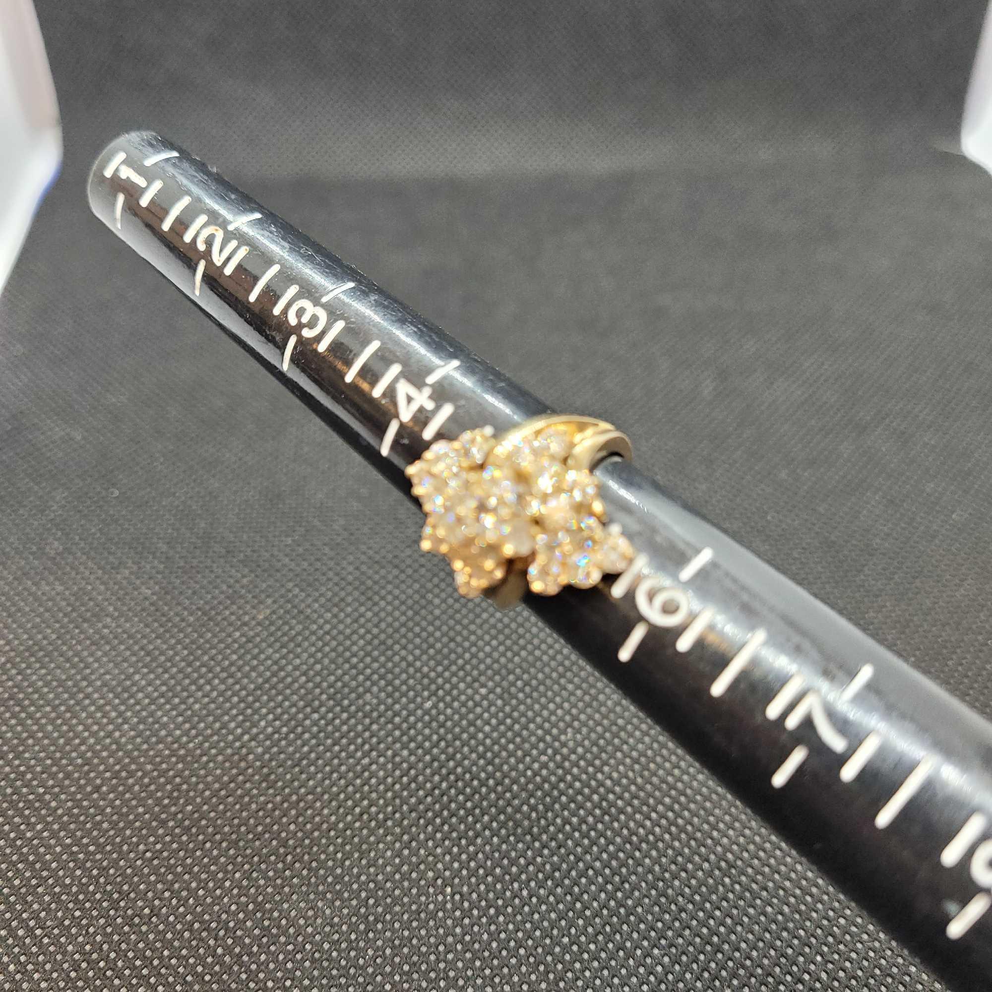 14K Yellow Gold Diamond Cluster Ring