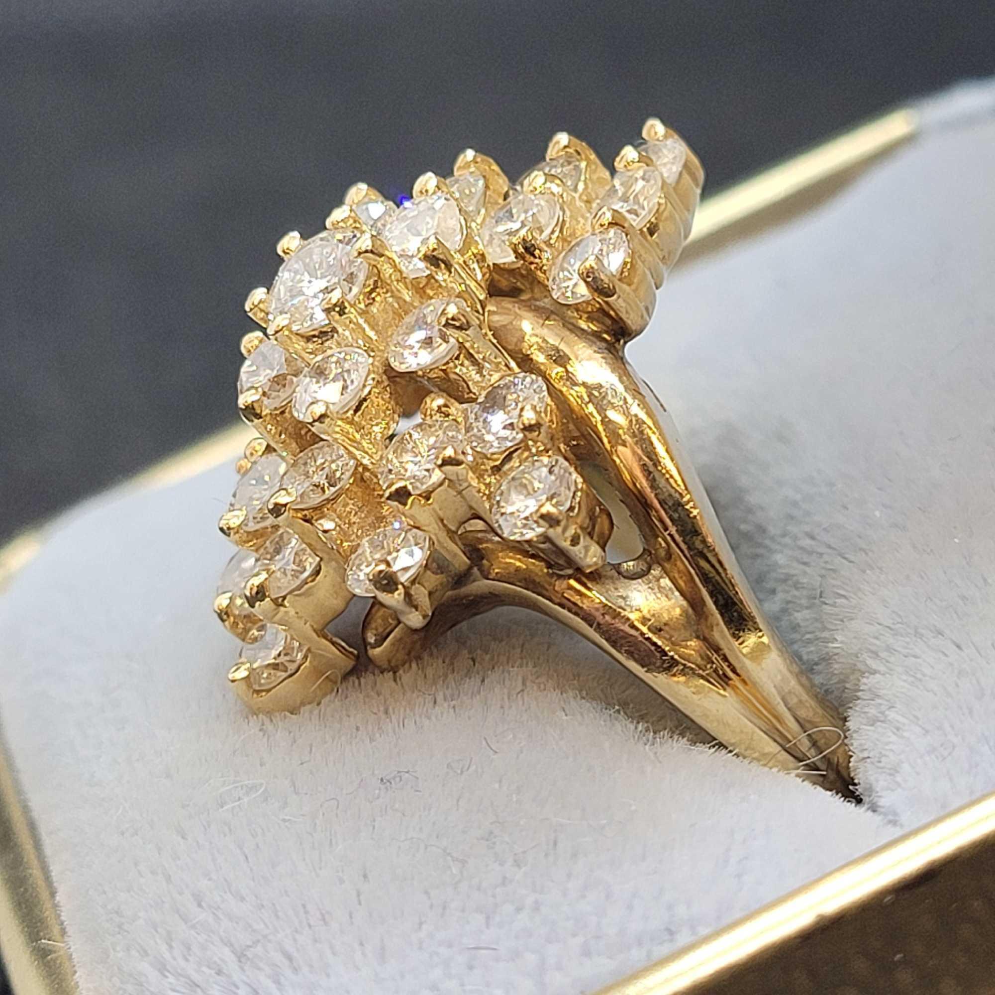 14K Yellow Gold Diamond Cluster Ring