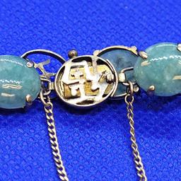 Vintage 14k GOLD and JADE Bracelet (Asian design) with safety chain