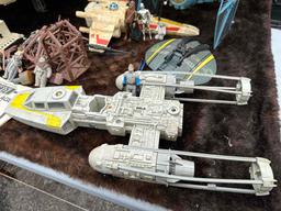 Large Lot of Vintage Star Wars. Ships, Action Figures, Card Backs, Ewoks, Luke, Yoda more