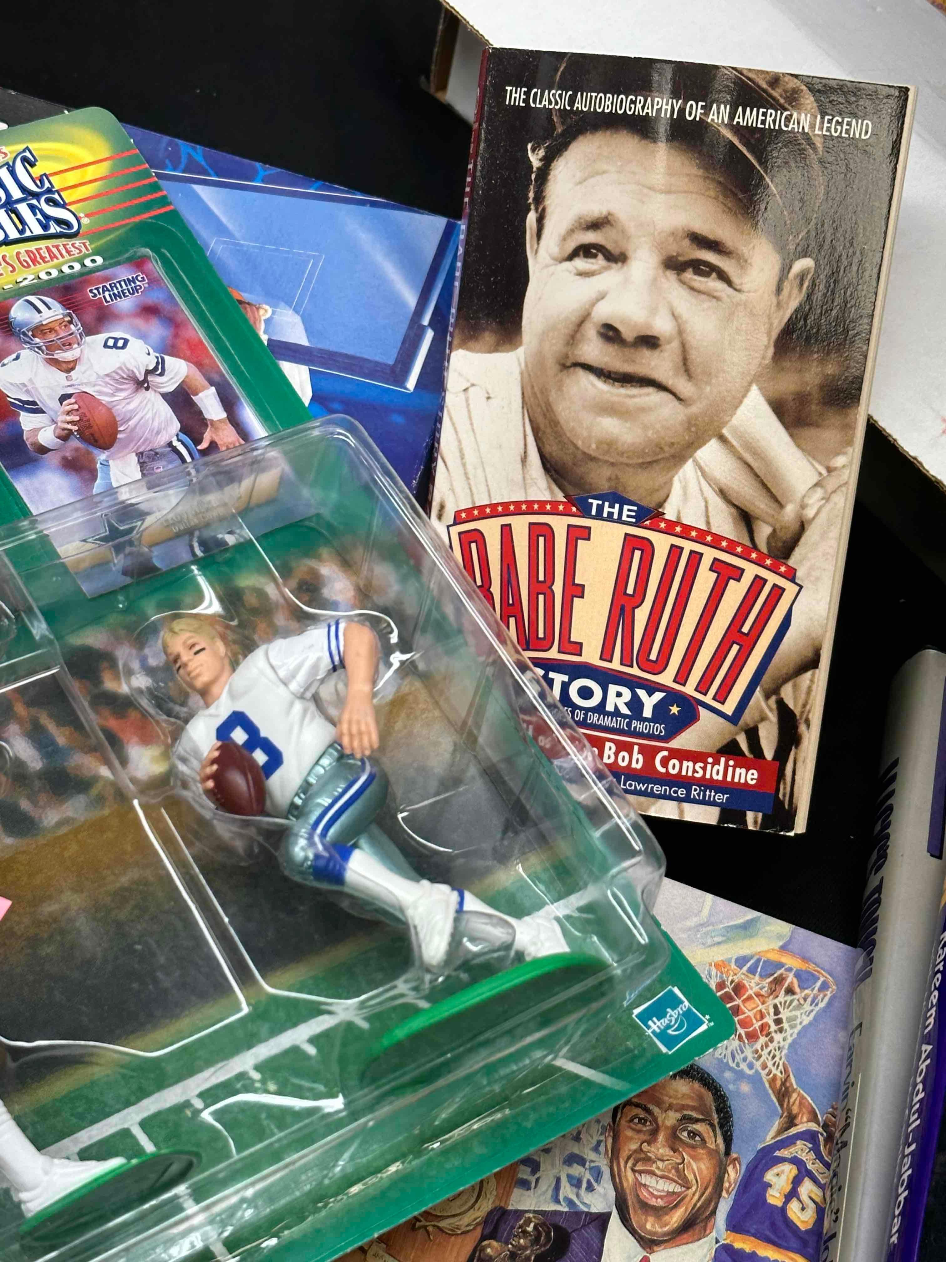 Large Lot of Sports Collectibles. SLUs, Hot Wheels, Books, Photo plaques more