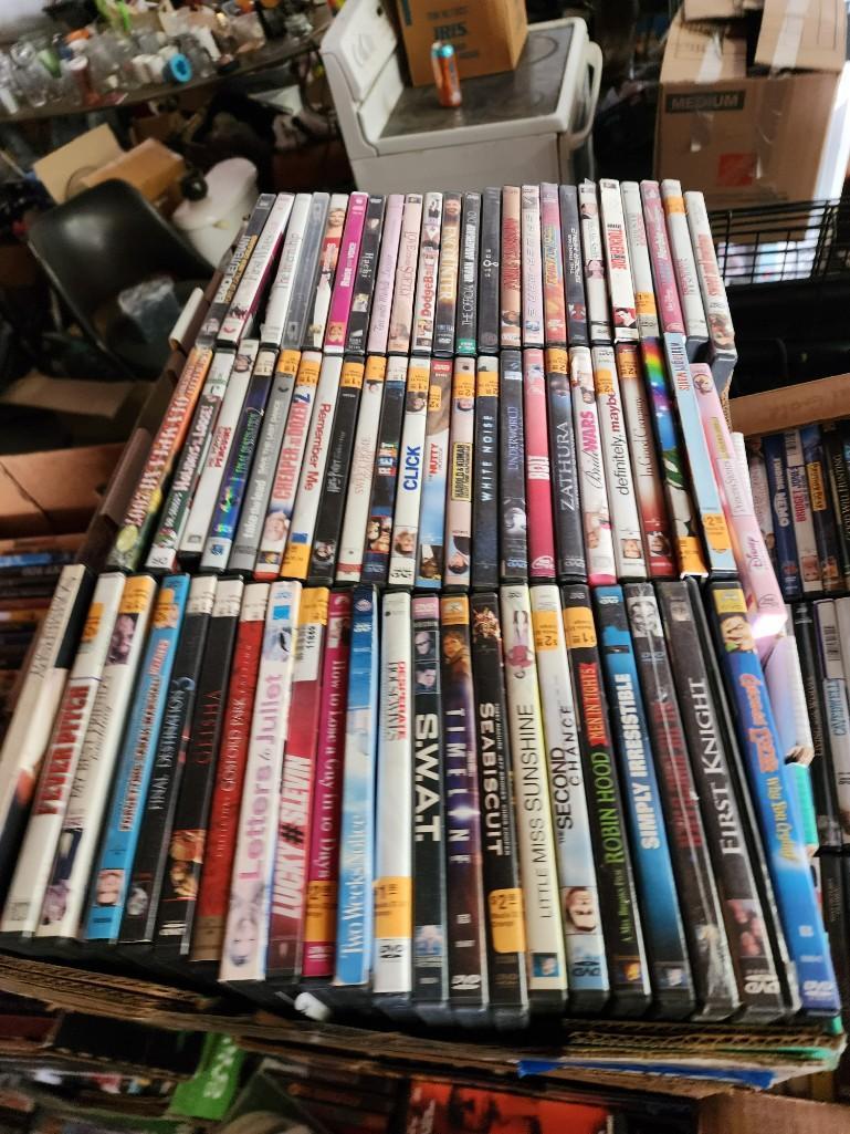 Monster DVD Lot CDs misc electronics large dog crate x2 trampolines etc
