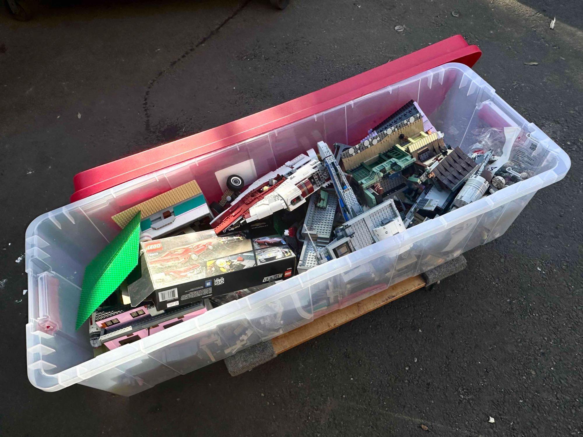 Massive 50lb 4.5 Foot Bin of Lego Sets and Figures Star Wars, Baby Yoda, Racing Cars, Alien more