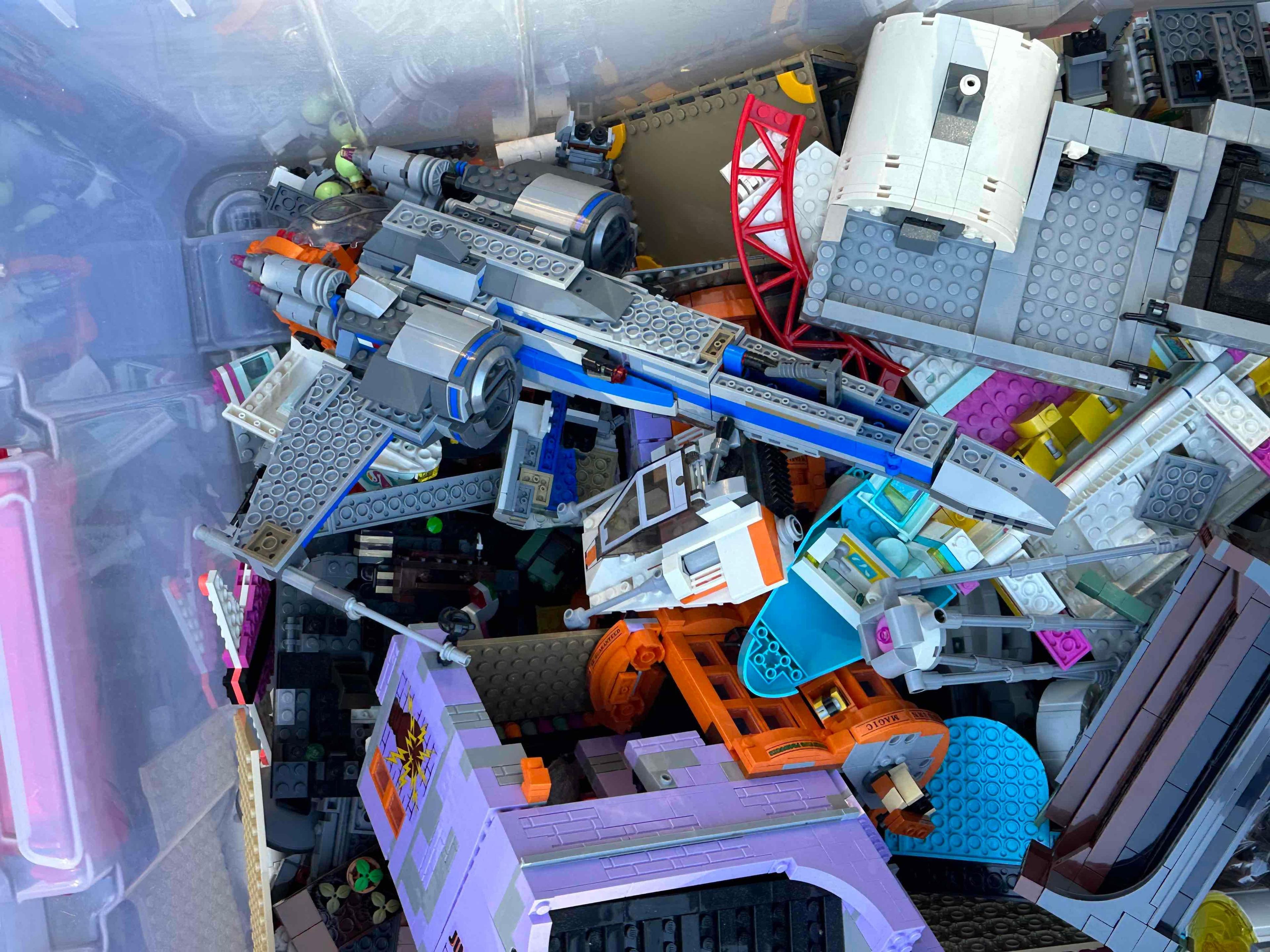 Massive 50lb 4.5 Foot Bin of Lego Sets and Figures Star Wars, Baby Yoda, Racing Cars, Alien more