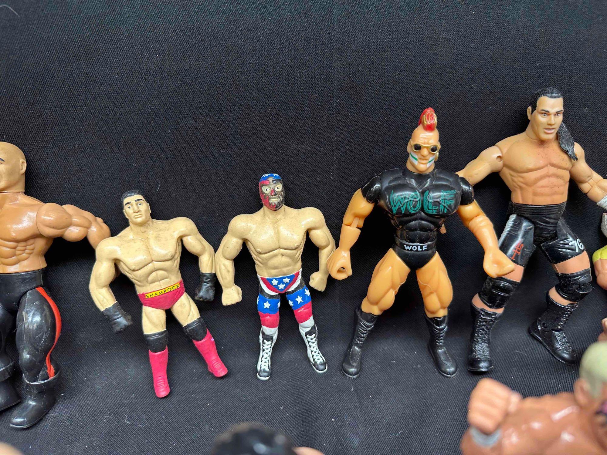 Large Lot of Vintage Wrestling Action Figures. Hasbro WWF WWE, AWA Remco, WCW more