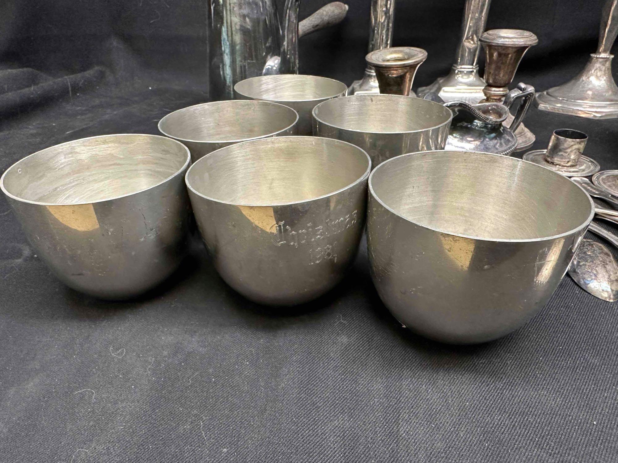 Sterling Silver and Some Plated Housewares, Pewter Cups, Tiffany n Co, Trianon more