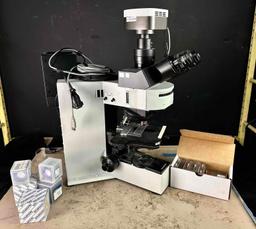 Olympus BX60F-3 Compound Polarizing Fluorescence Trinocular Microscope w/ Asst Lenses