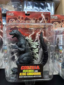 Case of 6 Godzilla 6in Action Figures 2004 XPlus Toho Vs Mothra, Ghidora
