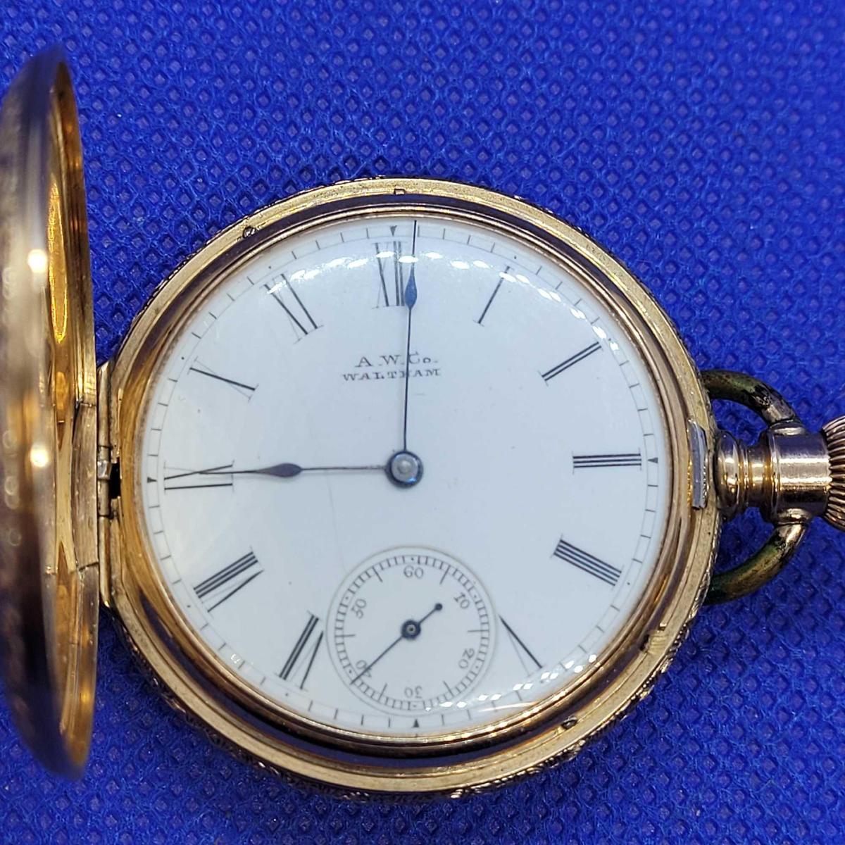 A.W. Co. Waltham 14kt gold pocket watch