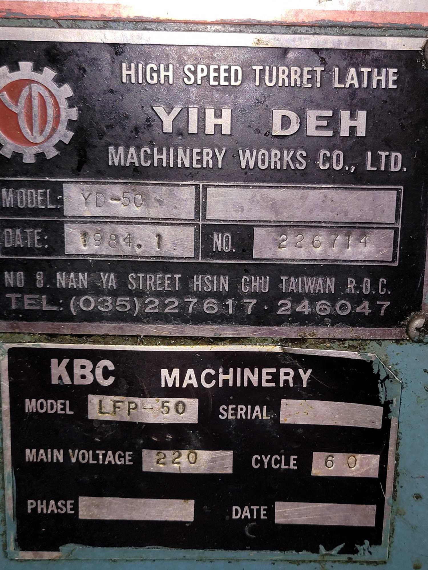 KBC Machinery Turret Lathe 1984.1 LFP-50