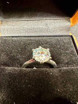 Fancy Moissanite Ring 925 Size 8 GRA COA