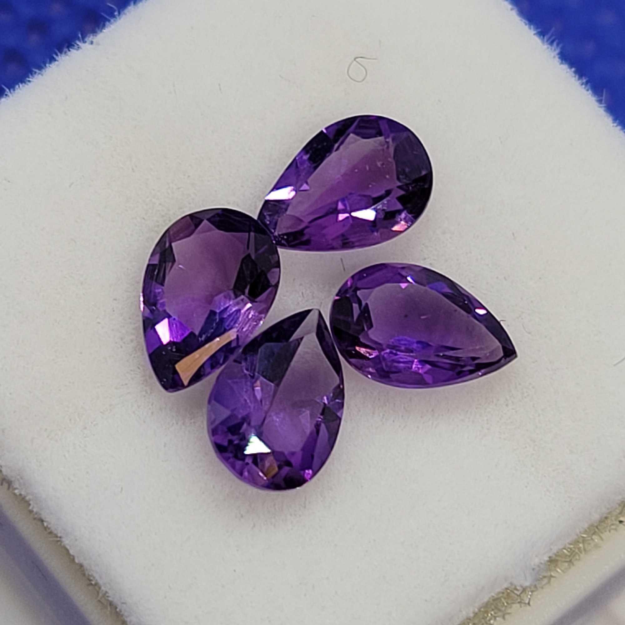 (4) Purple Amethyst pear cut Gemstone 1.345 ct