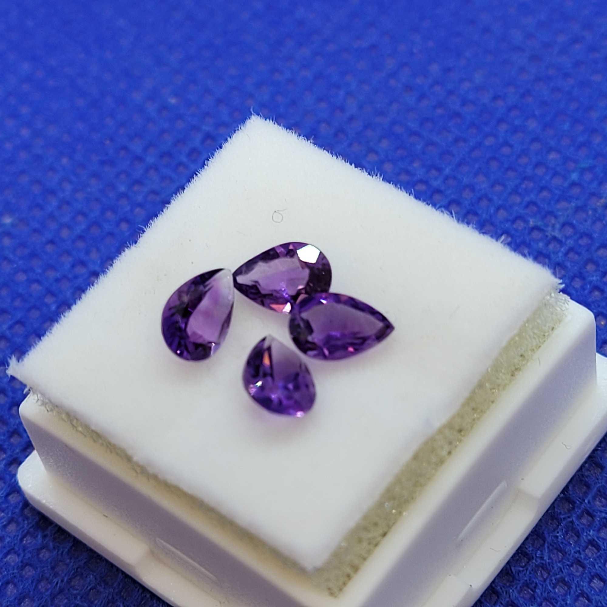 (4) Purple Amethyst pear cut Gemstone 1.345 ct