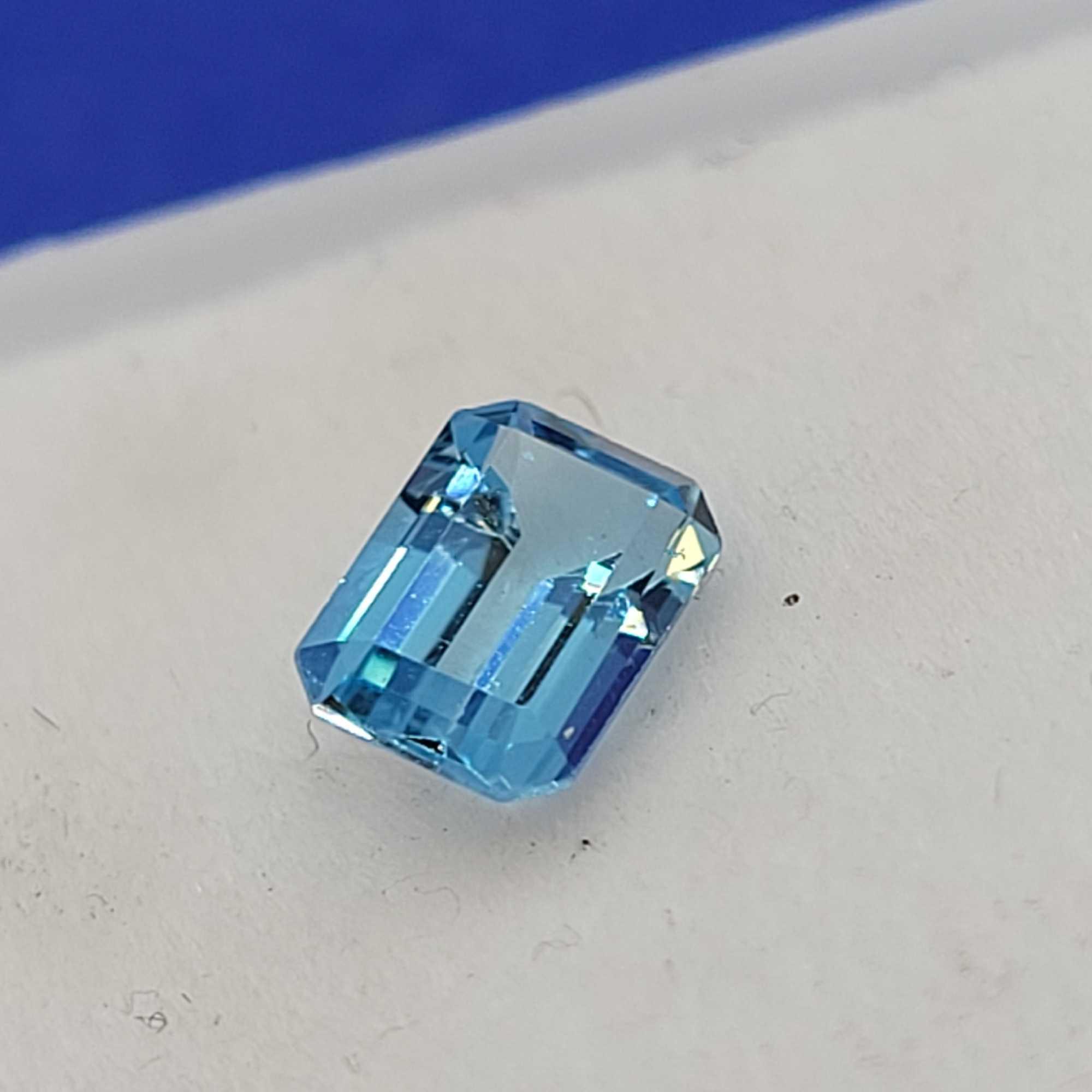 Emerald Cut Blue Topaz gemstone .90 ct