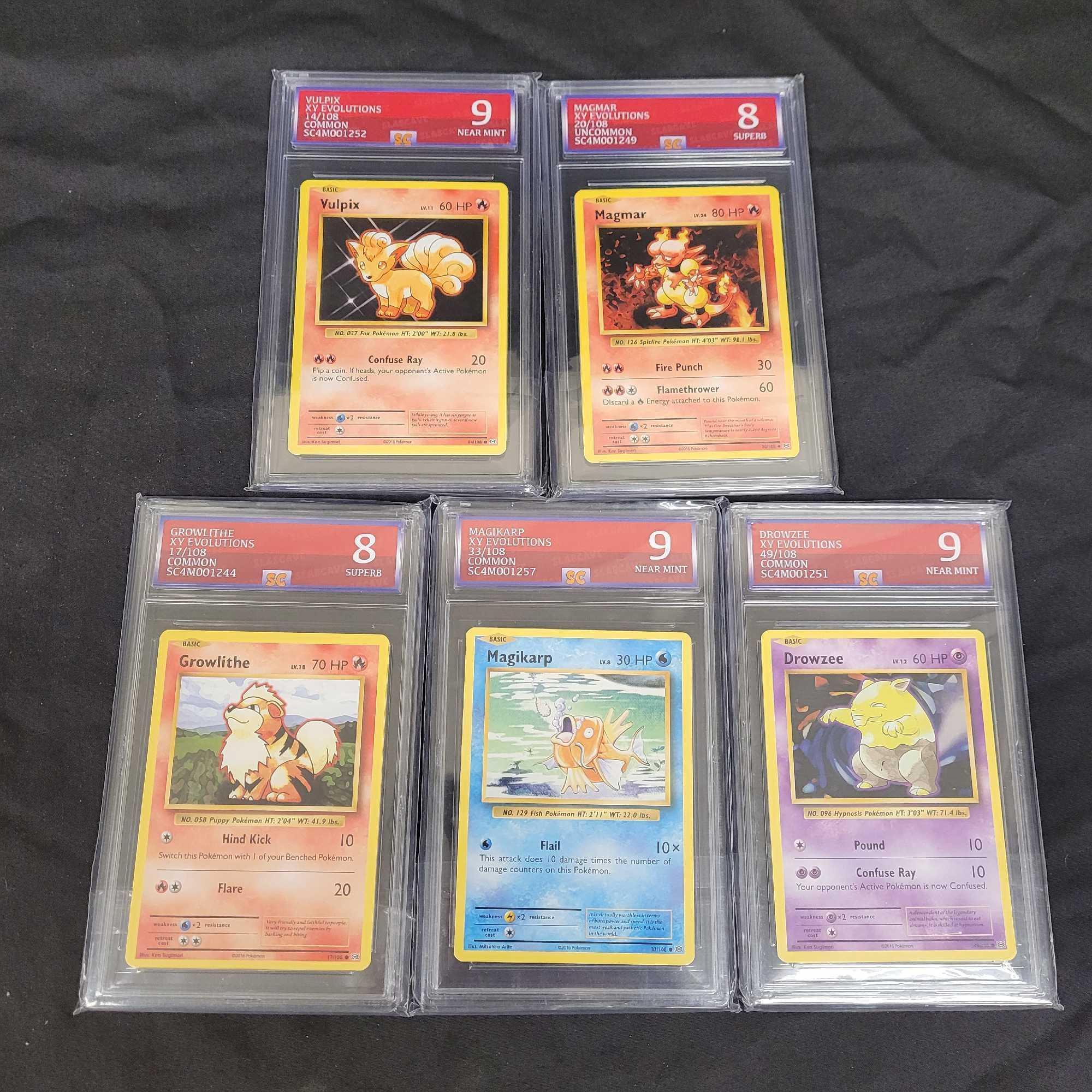 (5) XY Evolution Graded Pokemon cards