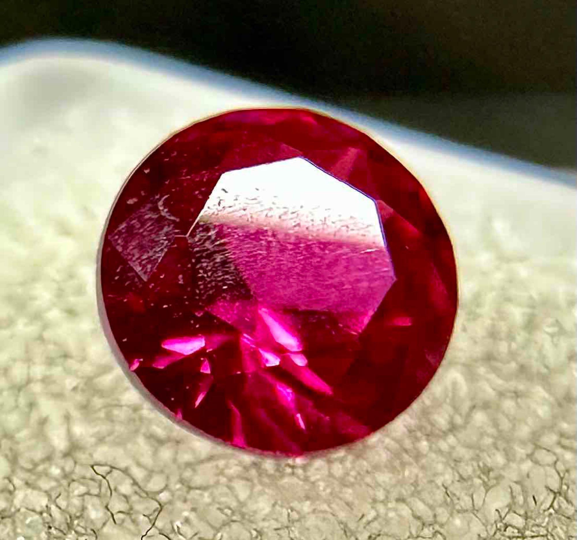 Stunning Mega Sparkly 1ct Round Cut Ruby Gemstone July Birthstone