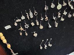 Sterling Silver Pins charms from around the world, Italian rosary, etc.