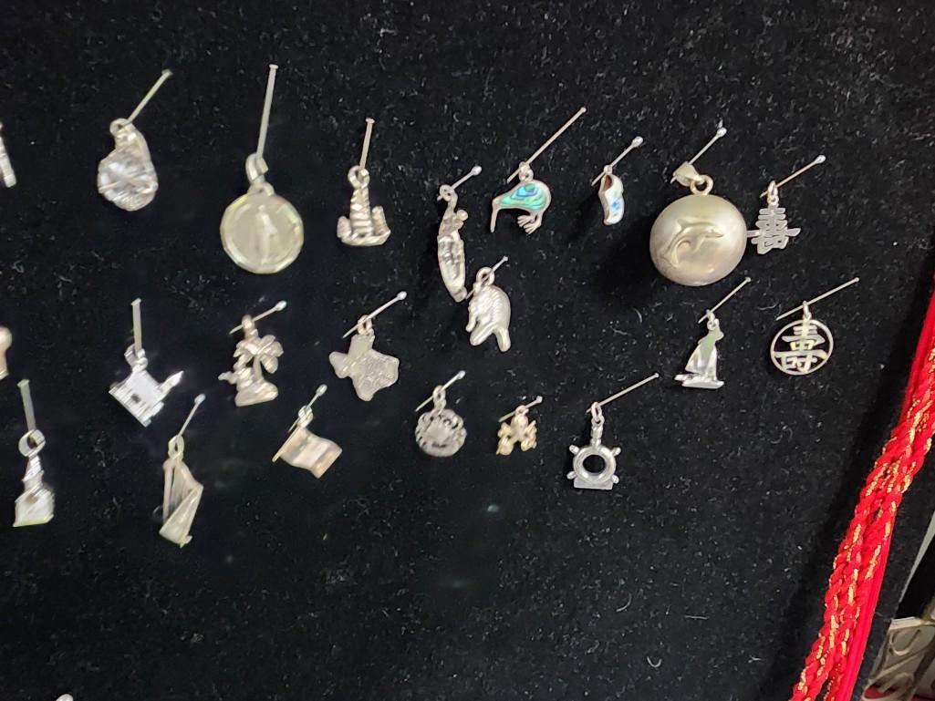 Sterling Silver Pins charms from around the world, Italian rosary, etc.