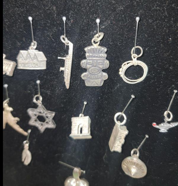 Sterling Silver Pins charms from around the world, Italian rosary, etc.